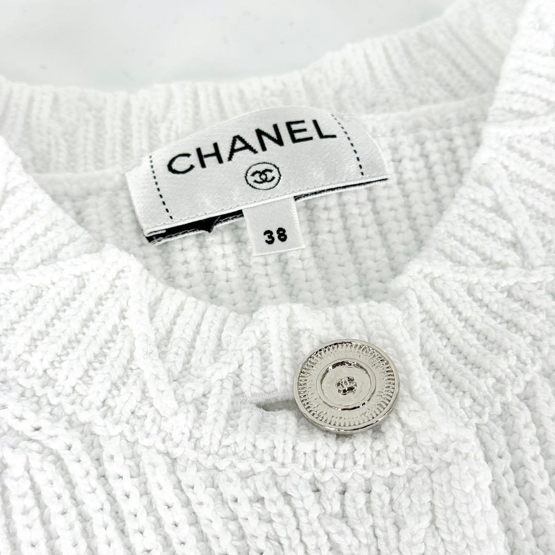 CHANEL シャネル 2025クルーズ ホワイト コットンカーディガン 38