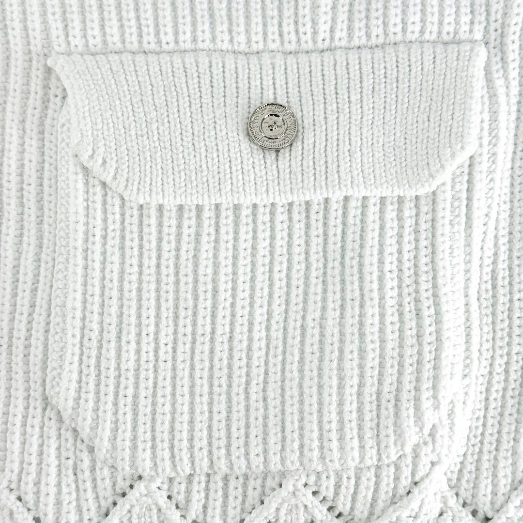 CHANEL シャネル 2025クルーズ ホワイト コットンカーディガン 38