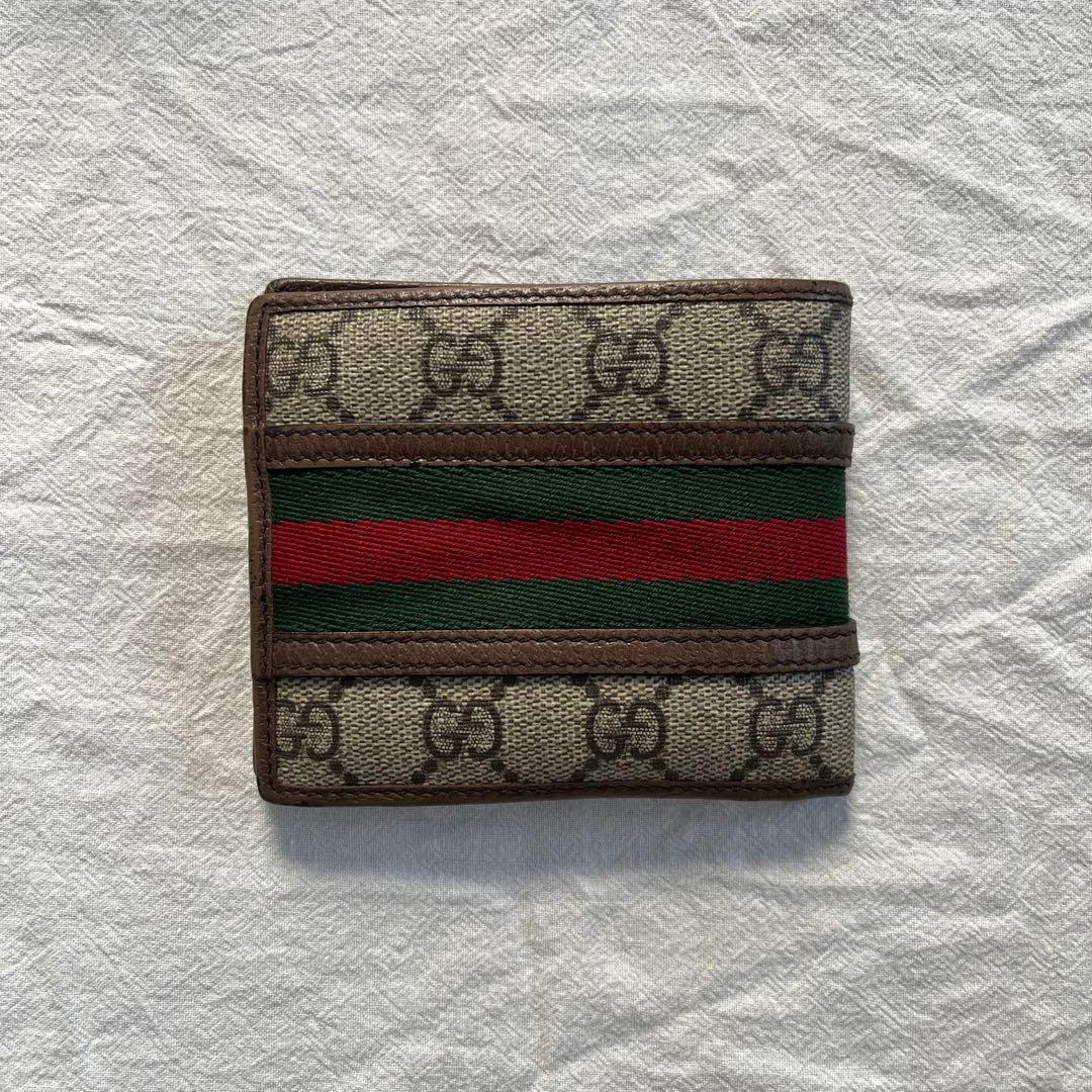 GUCCI 二つ折り財布　GGロゴ　シェリーライン　オフィディア　GGマーモント
