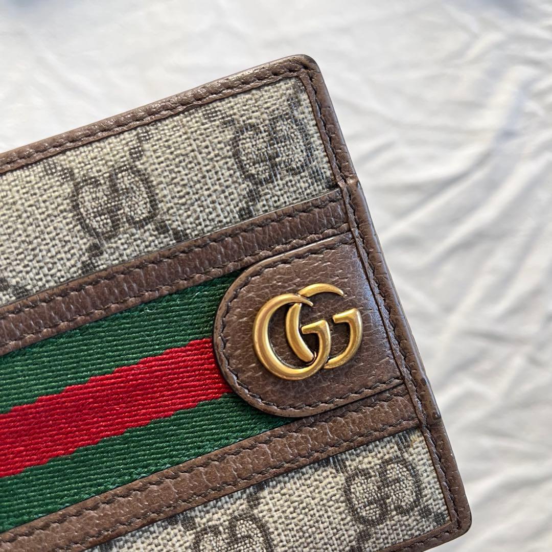 GUCCI 二つ折り財布　GGロゴ　シェリーライン　オフィディア　GGマーモント