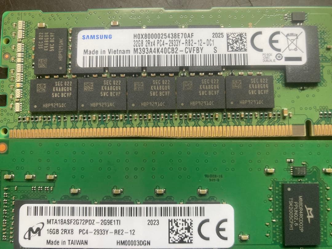 サーバー用メモリ2枚セット　３２G&１６G PC4-2933Y