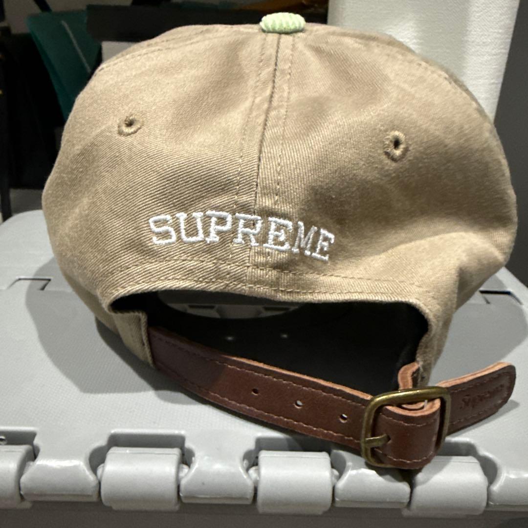 SUPREME Sロゴキャップ ベージュ/グリーン