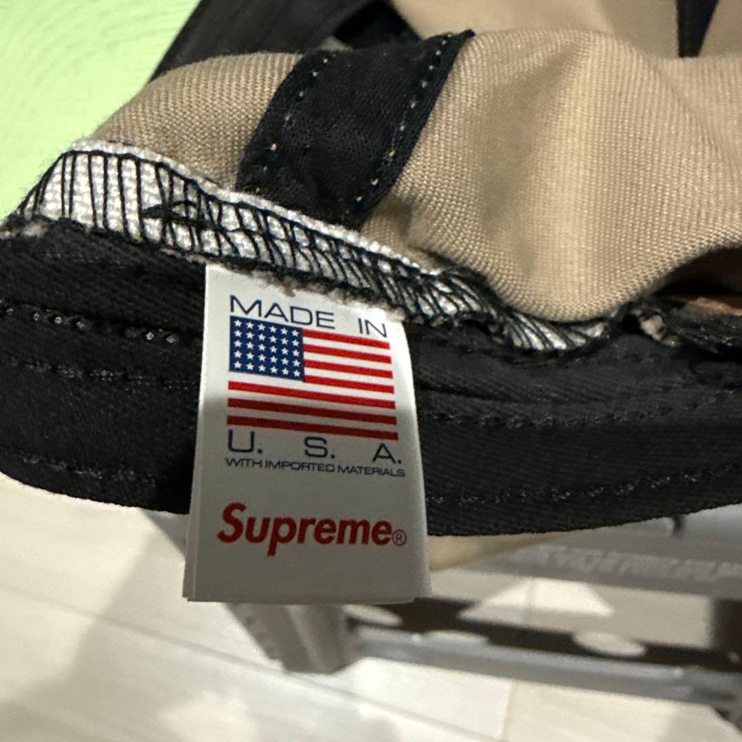 SUPREME Sロゴキャップ ベージュ/グリーン