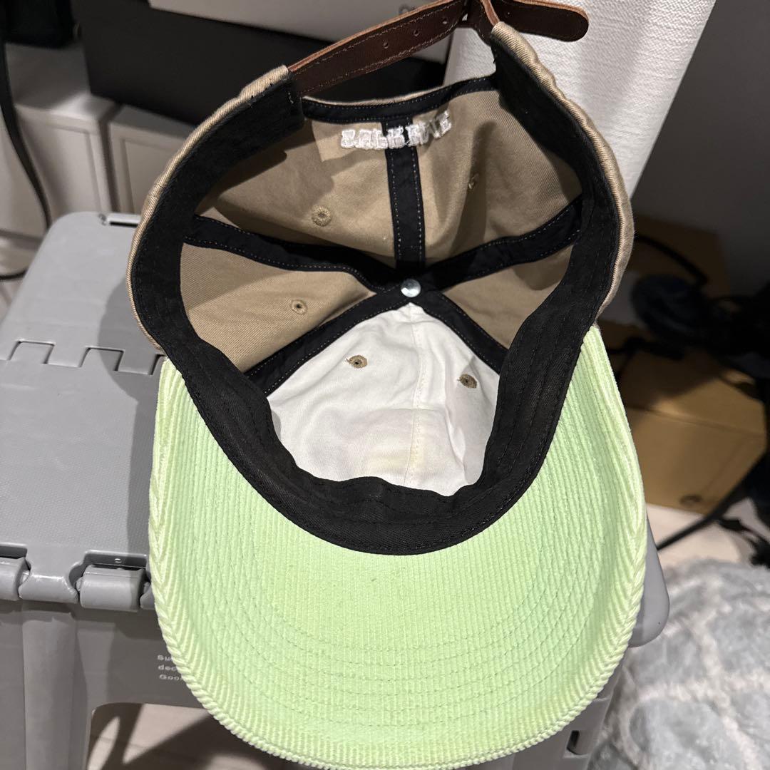 SUPREME Sロゴキャップ ベージュ/グリーン