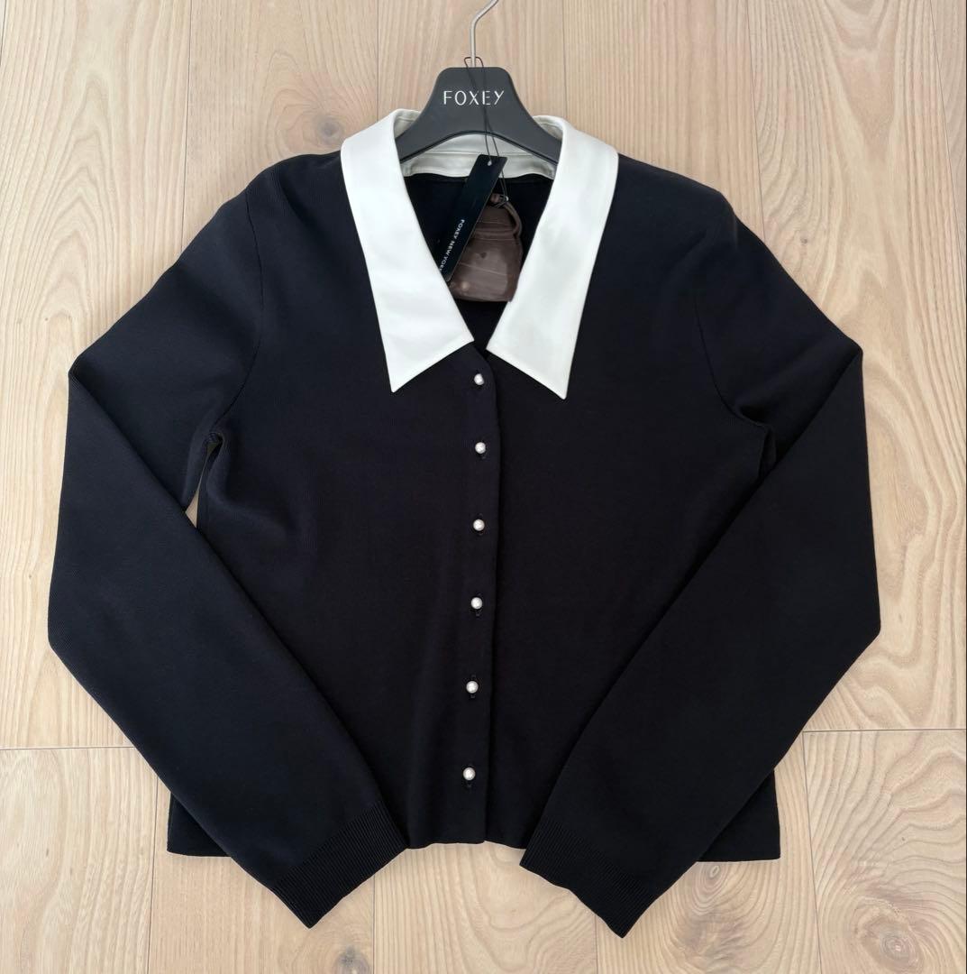 FOXEY フォクシー　Verra Cardigan 襟付きカーディガン