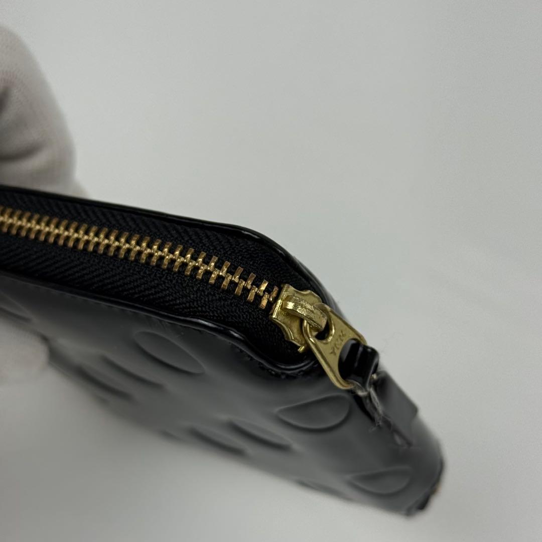 【保存箱付/美品】コムデギャルソン 二つ折り財布 レザー エンボスドット 黒