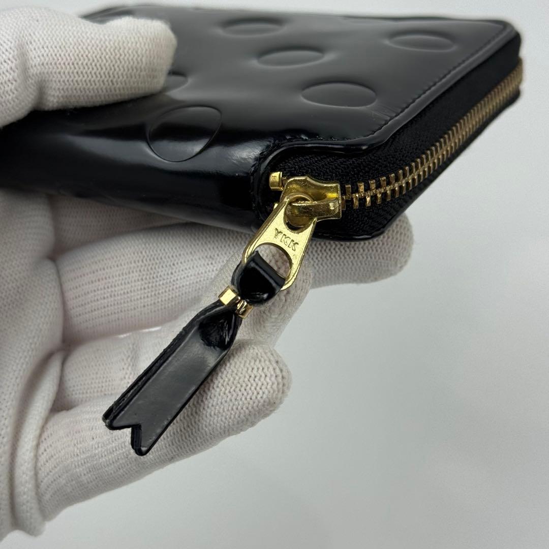 【保存箱付/美品】コムデギャルソン 二つ折り財布 レザー エンボスドット 黒