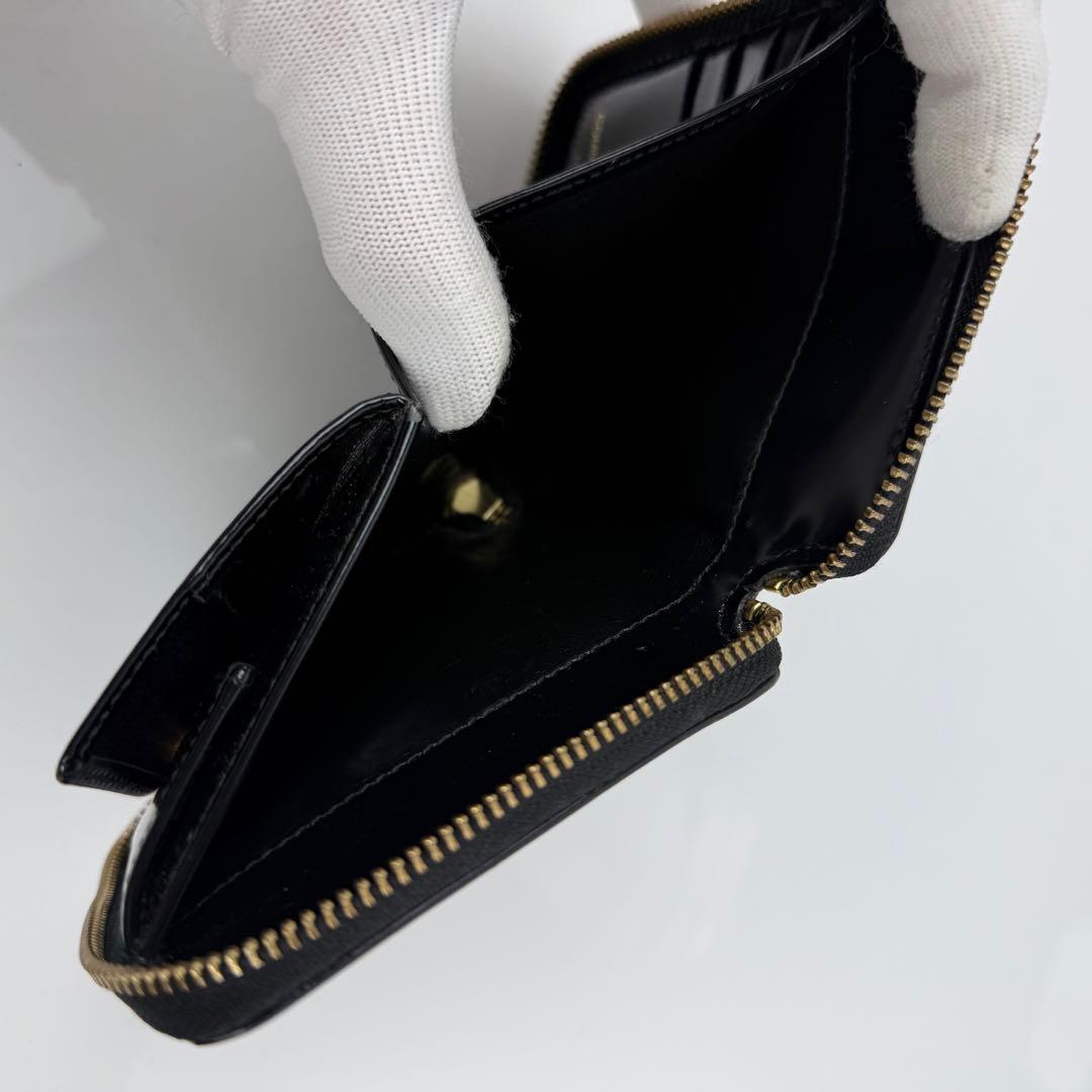 【保存箱付/美品】コムデギャルソン 二つ折り財布 レザー エンボスドット 黒