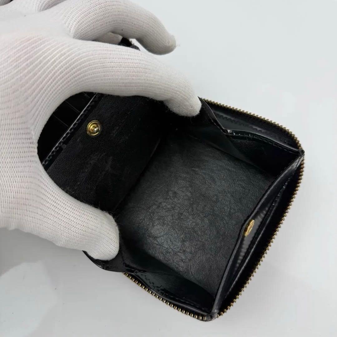 【保存箱付/美品】コムデギャルソン 二つ折り財布 レザー エンボスドット 黒