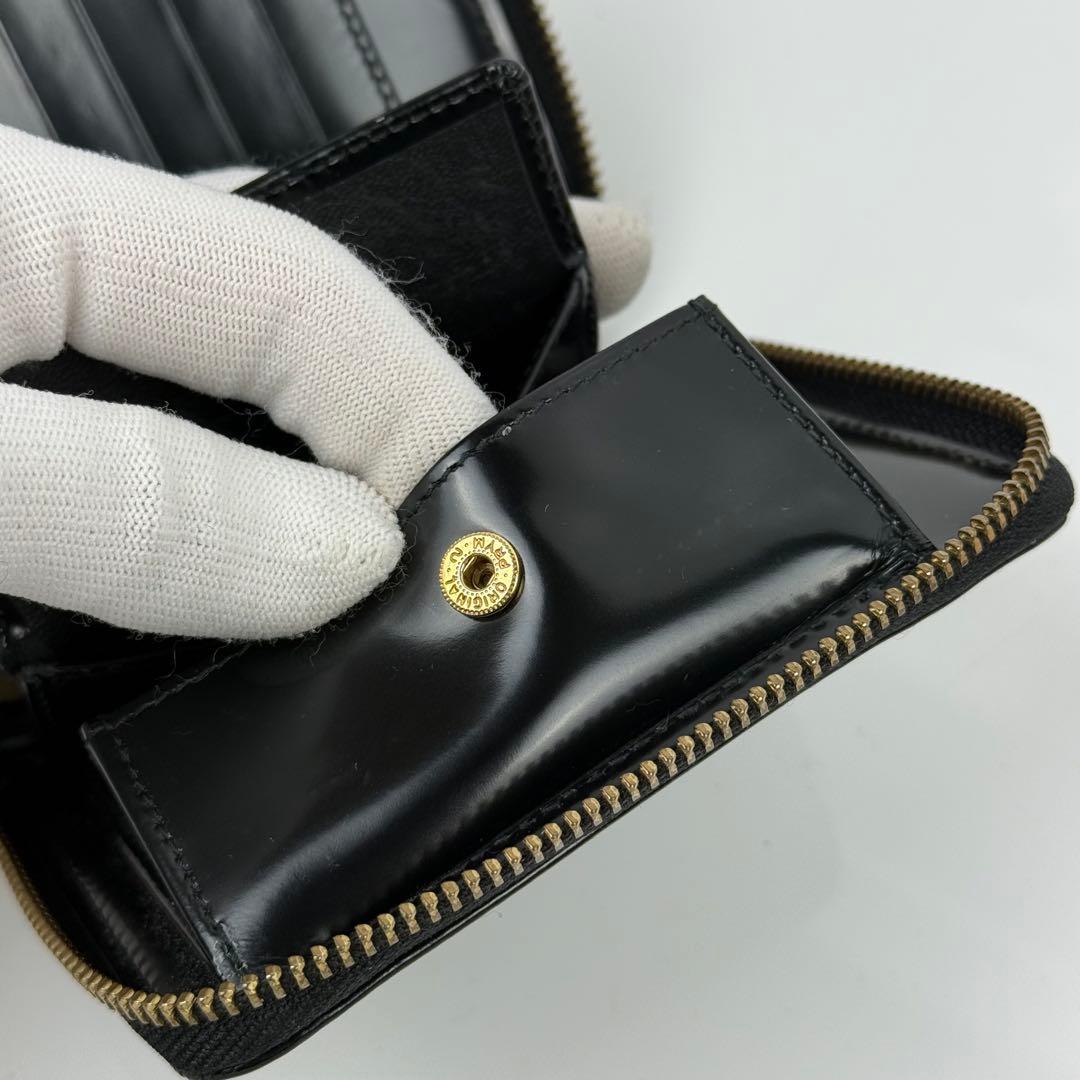 【保存箱付/美品】コムデギャルソン 二つ折り財布 レザー エンボスドット 黒