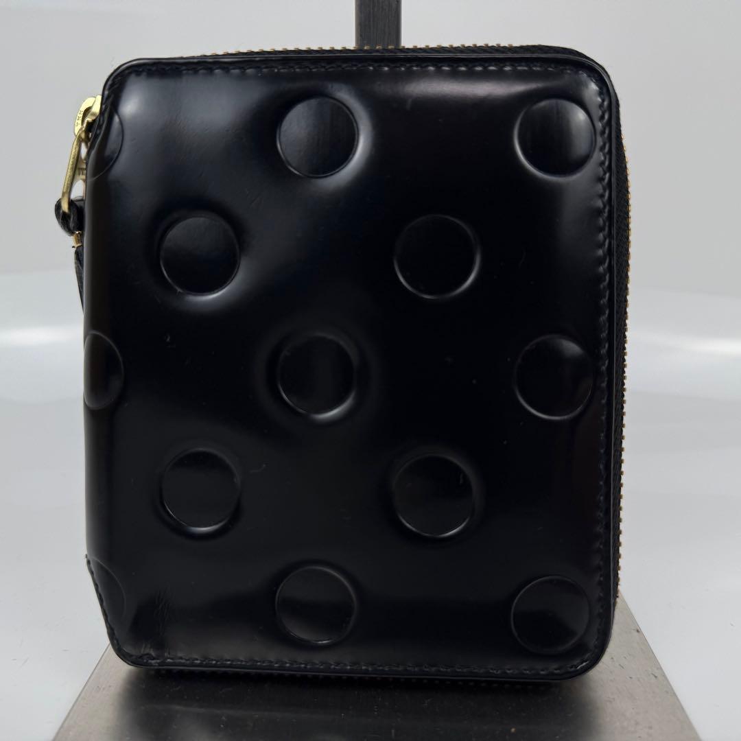 【保存箱付/美品】コムデギャルソン 二つ折り財布 レザー エンボスドット 黒