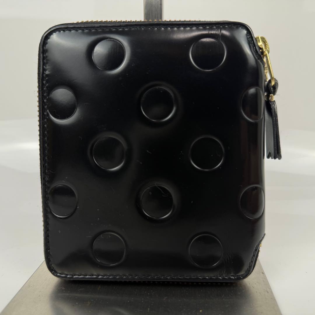 【保存箱付/美品】コムデギャルソン 二つ折り財布 レザー エンボスドット 黒
