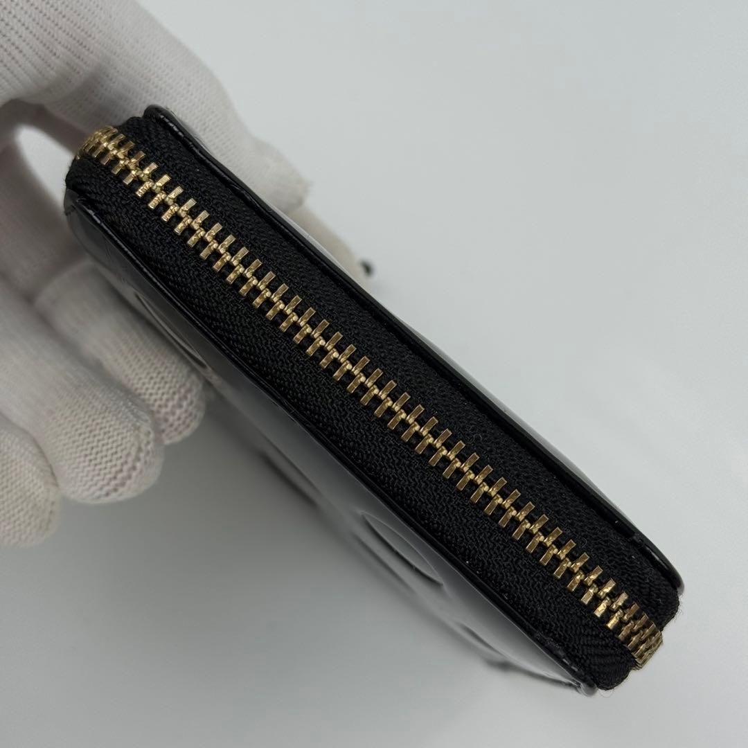 【保存箱付/美品】コムデギャルソン 二つ折り財布 レザー エンボスドット 黒