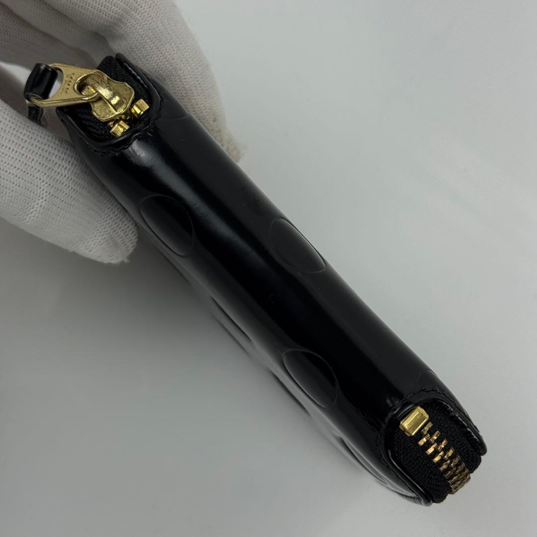 【保存箱付/美品】コムデギャルソン 二つ折り財布 レザー エンボスドット 黒