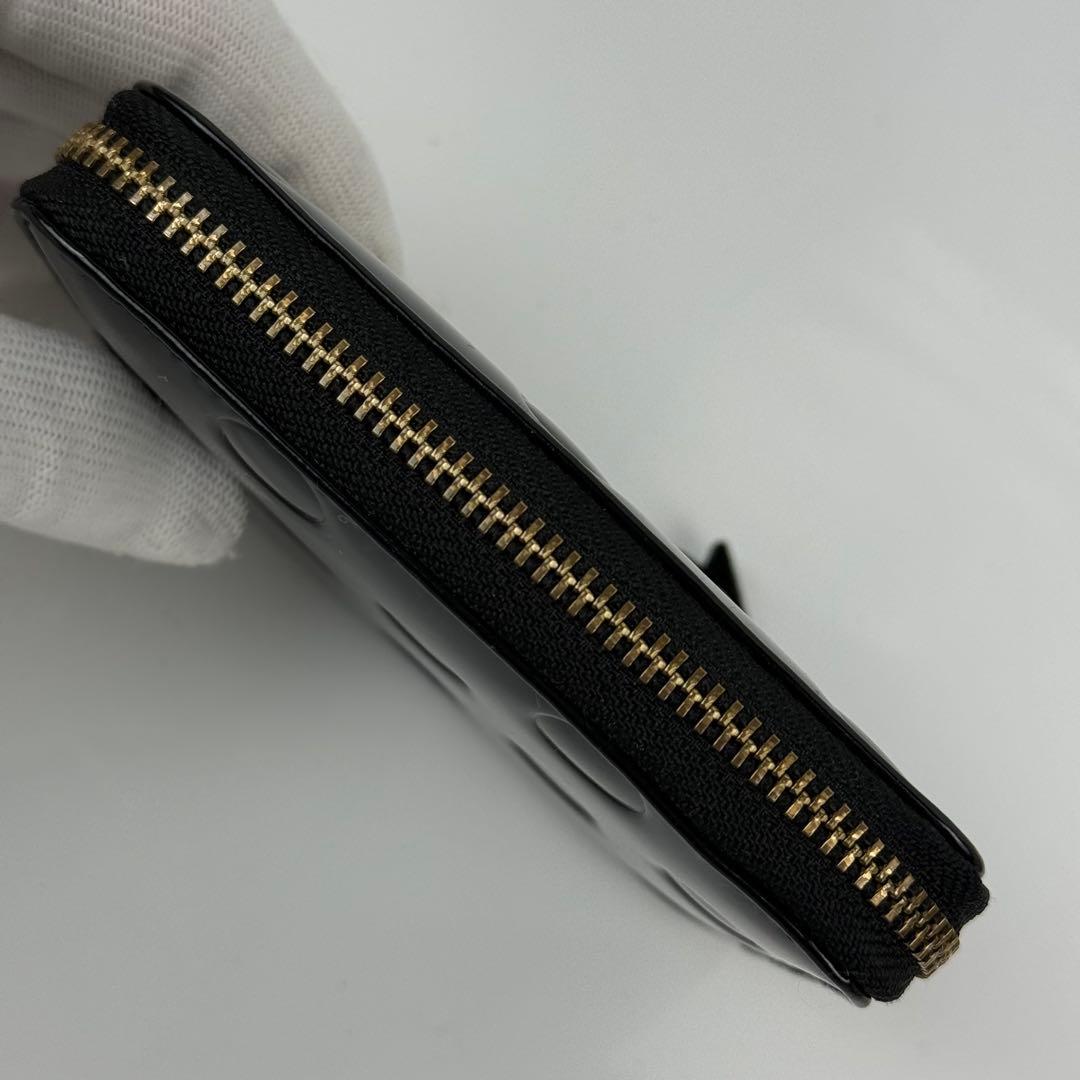 【保存箱付/美品】コムデギャルソン 二つ折り財布 レザー エンボスドット 黒
