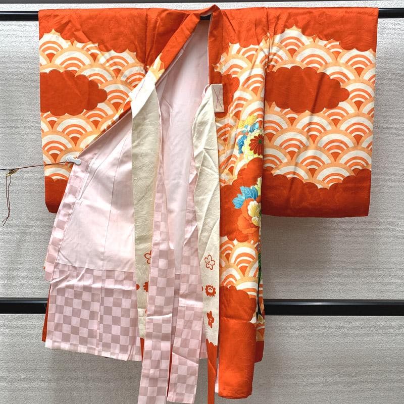 504ax55■お宮参り 女児 祝い着 着物 産着 掛着 絞り染 七五三■美品