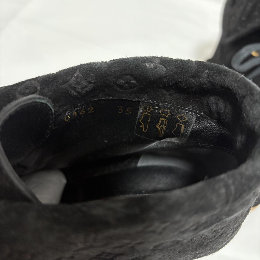 LOUIS VUITTON モノグラム スウェード レザー ショートブーツ 黒