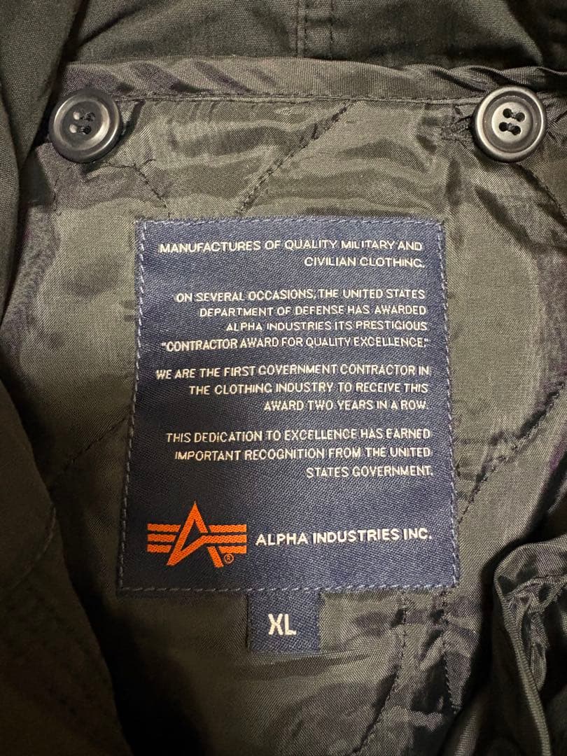 Alpha Industries XL 黒 コート 取外し可