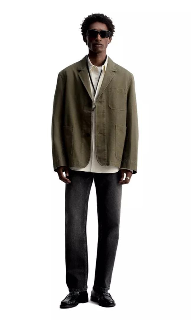 【希少】ZARA ORIGINS ウォッシュ加工コットンブレザー　XL