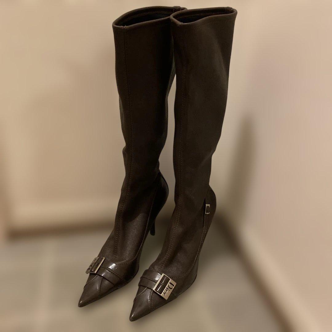 レア❤︎ Dior ❤︎ディオール❤︎ DIORロゴデザイン レザーロングブーツ