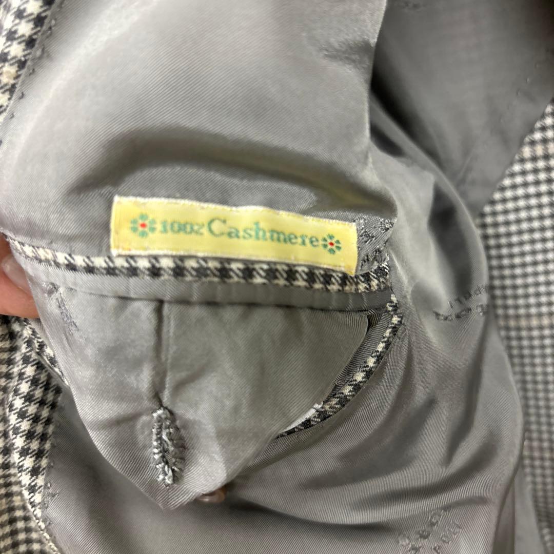 Kiton2ボタンジャケット 白黒チェック48