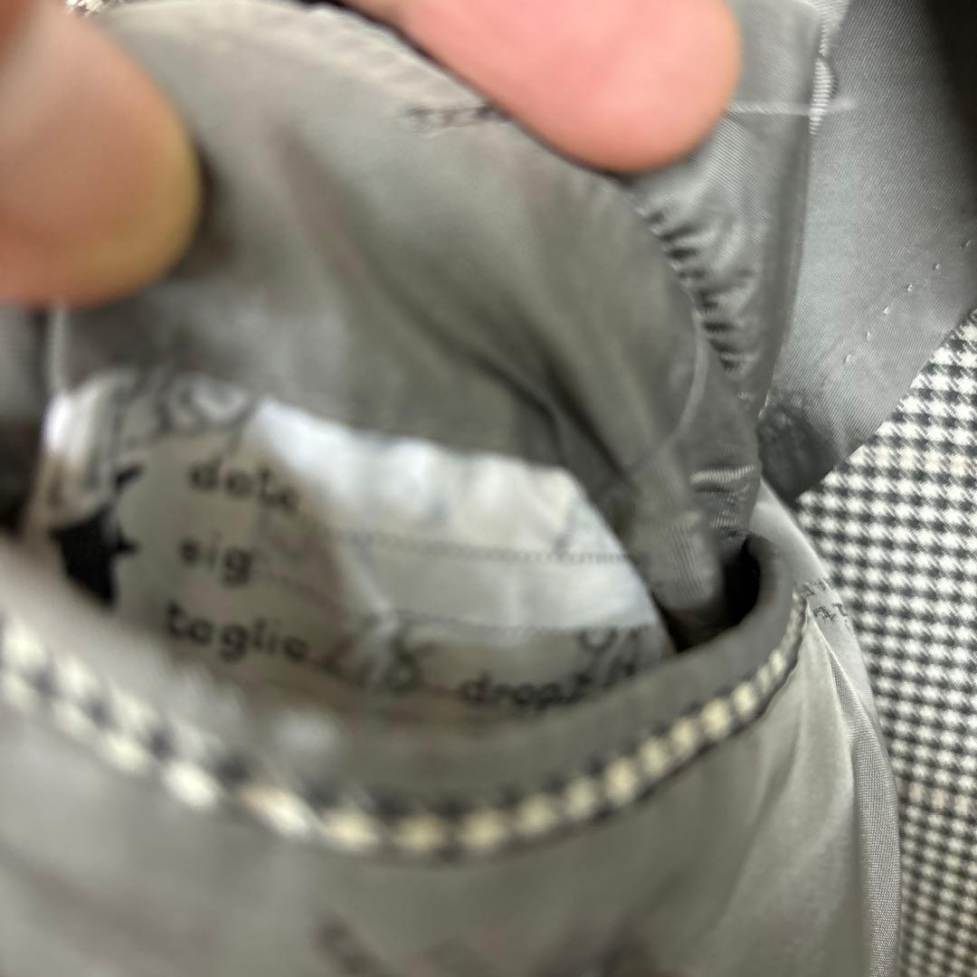 Kiton2ボタンジャケット 白黒チェック48