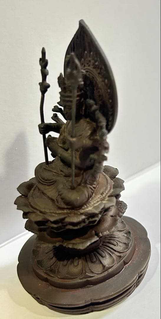 即購入可 千手観音像 金属製 仏像 作者銘あり 専用木箱・解説栞付き 仏教美術