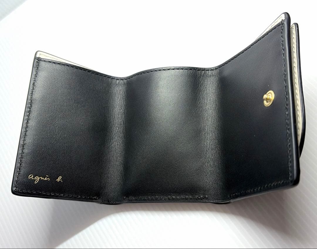 【ほぼ新品✨】agnes b. VOYAGE ウォレット三つ折り　ブラック白