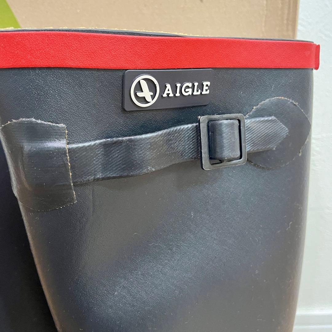 「未使用級」AIGLE レインブーツ ブラック 25.0cm