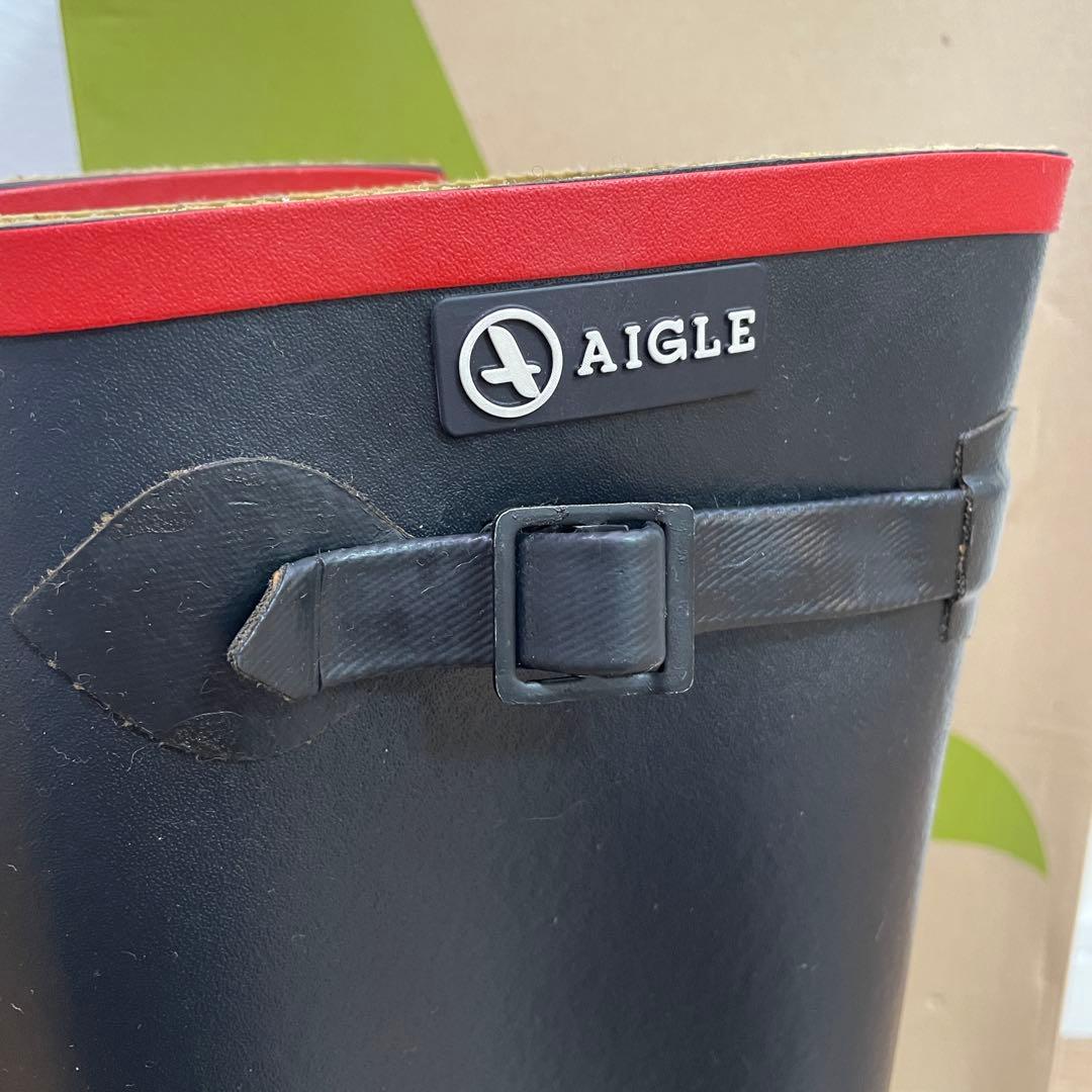 「未使用級」AIGLE レインブーツ ブラック 25.0cm