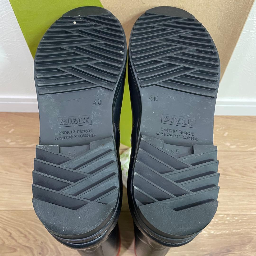 「未使用級」AIGLE レインブーツ ブラック 25.0cm