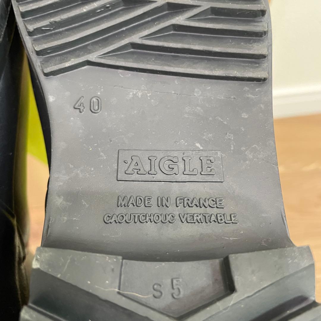 「未使用級」AIGLE レインブーツ ブラック 25.0cm