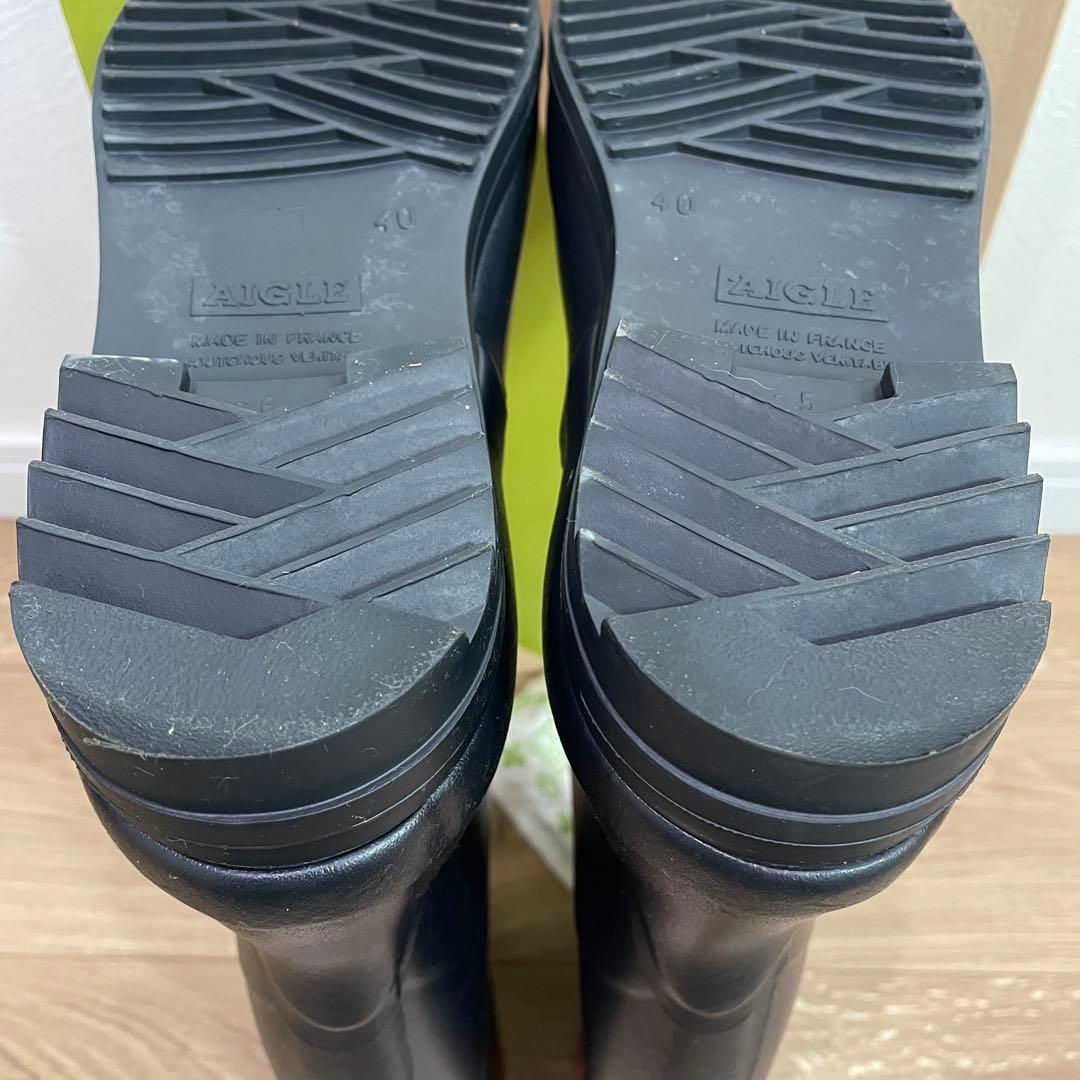 「未使用級」AIGLE レインブーツ ブラック 25.0cm
