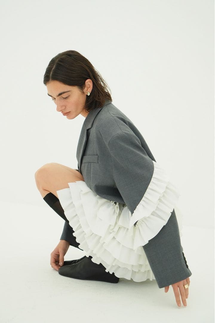 みゆらんCLANE FRILLED TAILORED JACKET グレー