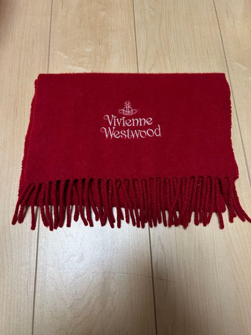 Vivienne Westwood 赤 マフラー フリンジ付き