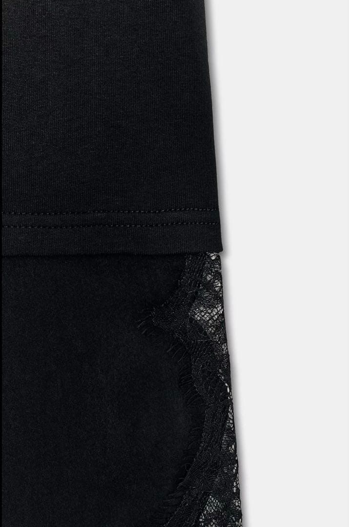 ZARA レースコンビTシャツ ブラック