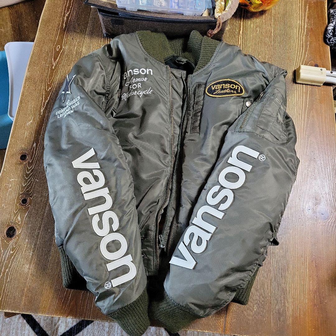 Vanson バイカー用ジャケット XL オリーブ