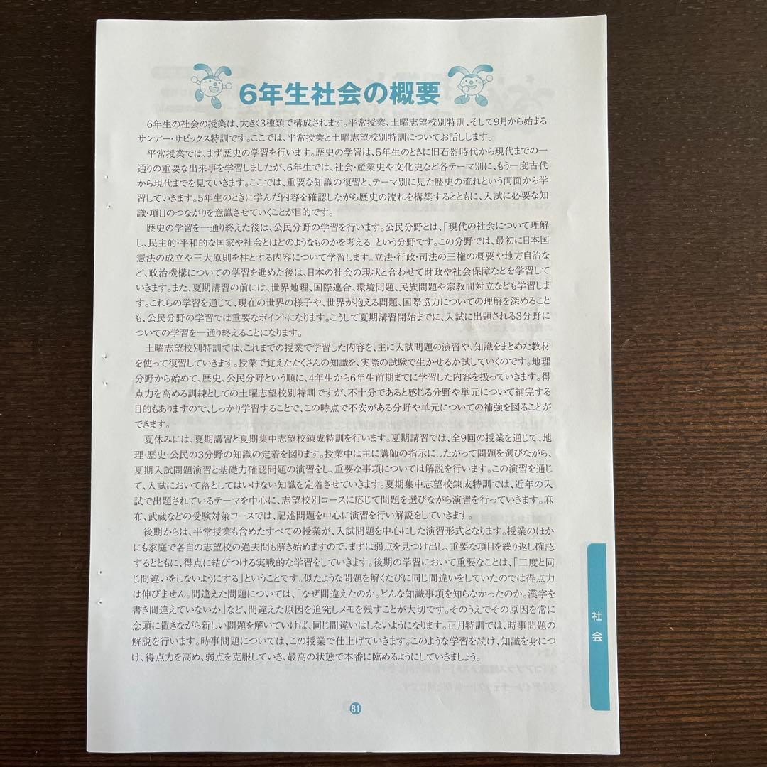 サピックス SAPIX 6年　社会　デイリー　SS ウィークリー