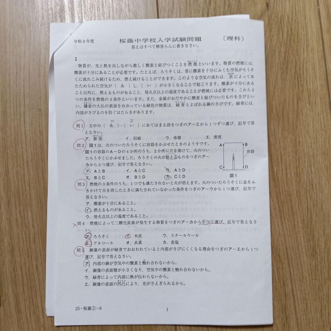2025年　学校別サピックスオープン　桜蔭　9月と１１月実施分
