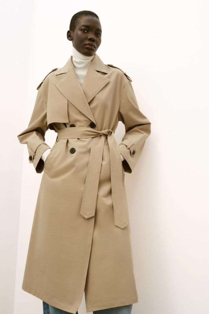 【新品未使用】2026SS ZARA 撥水加工ベルト付きトレンチコート　xs