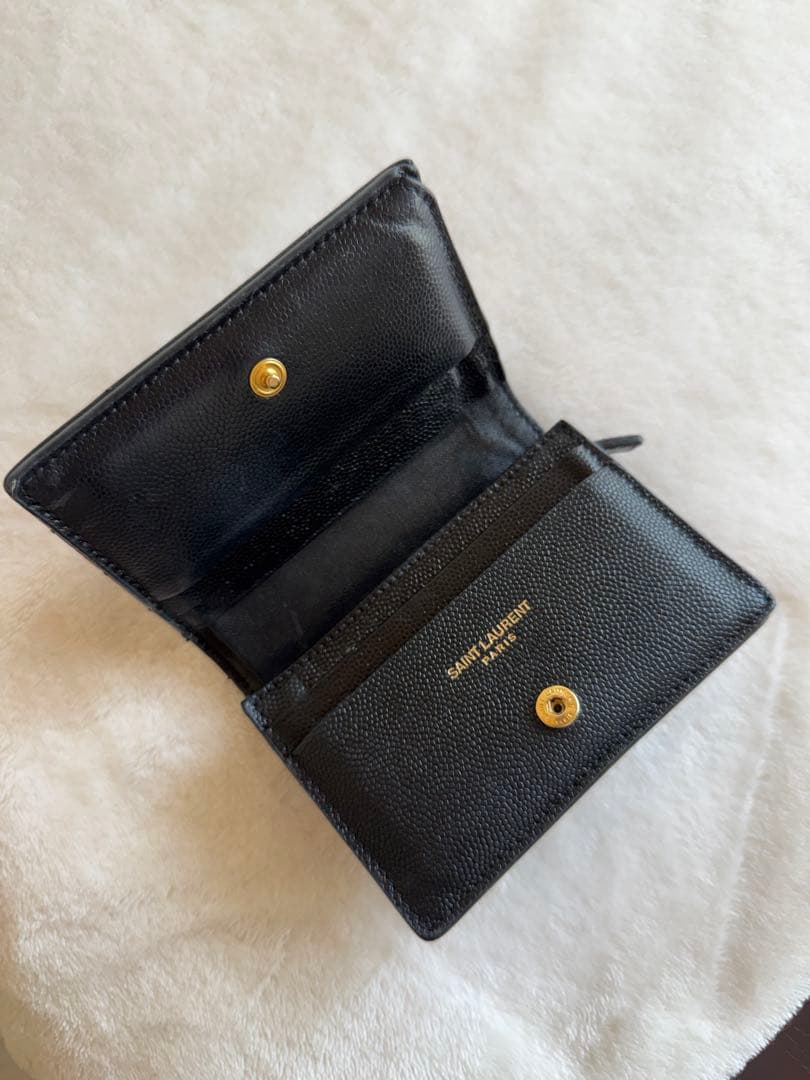 YSL 黒 キルティング 二つ折り財布