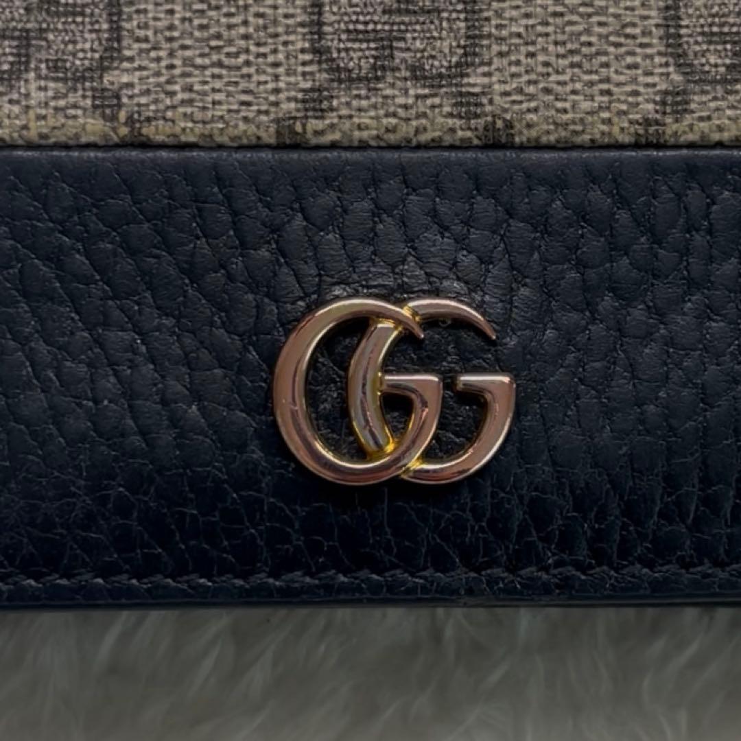 美品✨GUCCI 二つ折り 財布 マーモント GGスプリーム ブラック 現行