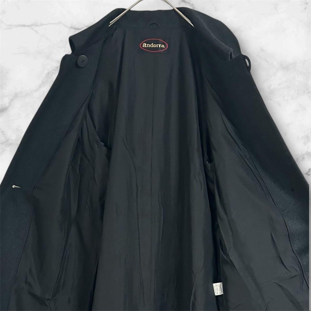 アンドラ　ブラックロングコート　表→毛70%カシミヤ30% 裏→シルク100%