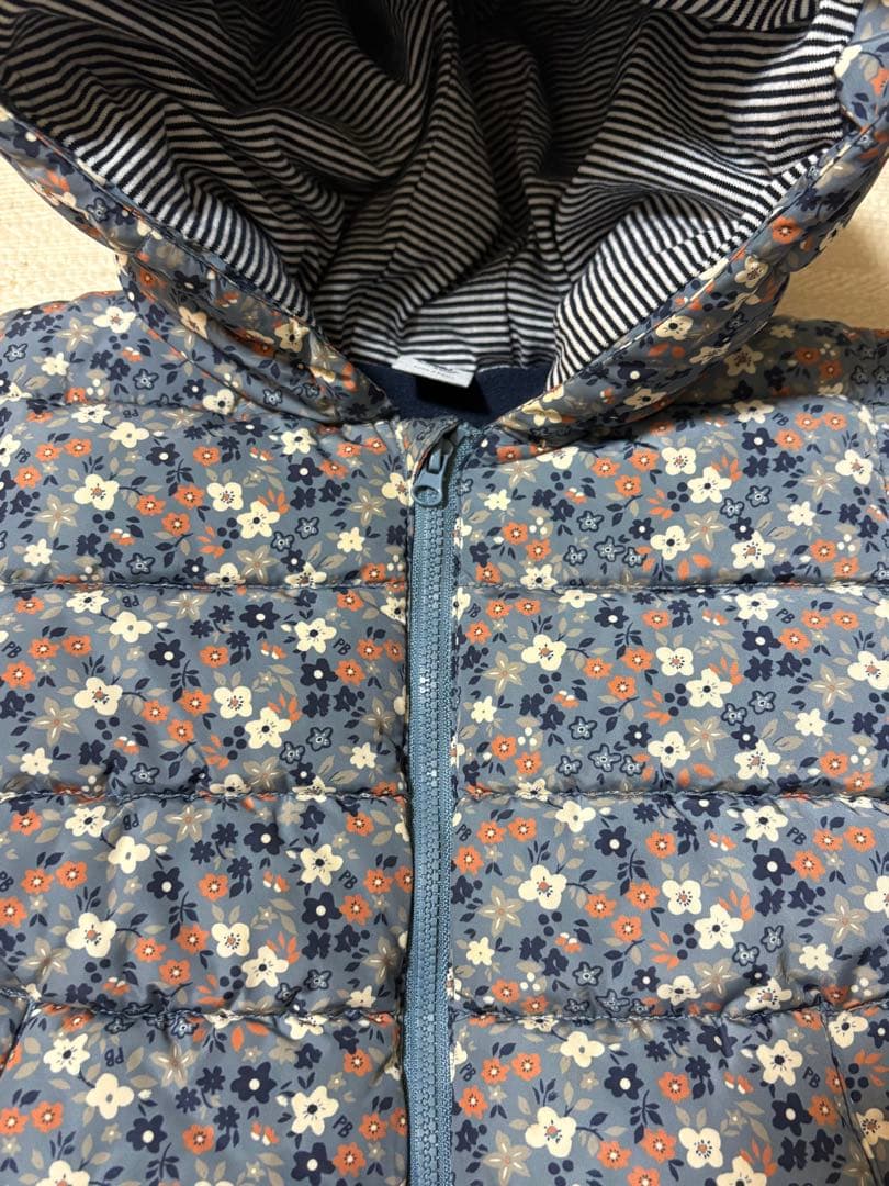 ［美品］プチバトー　ダウン　中綿　小花柄　くすみカラー　86㎝　24month