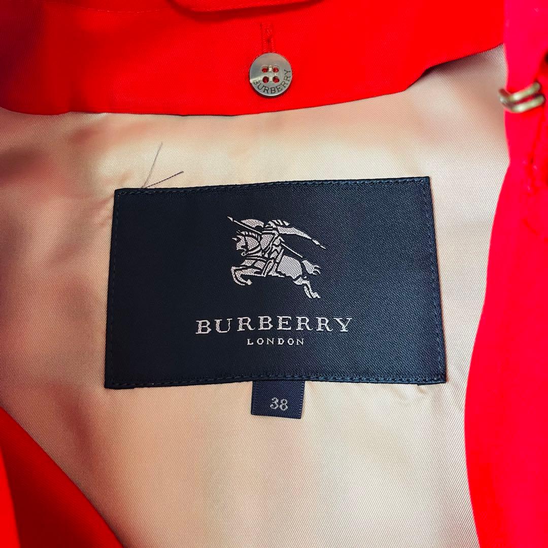 極美品　BURBERRY LONDON トレンチコート 赤 ノバチェック 38