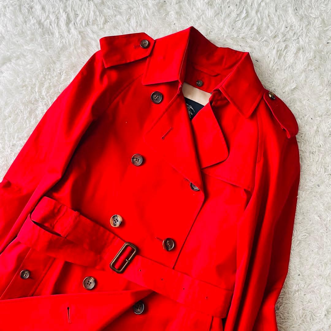 極美品　BURBERRY LONDON トレンチコート 赤 ノバチェック 38