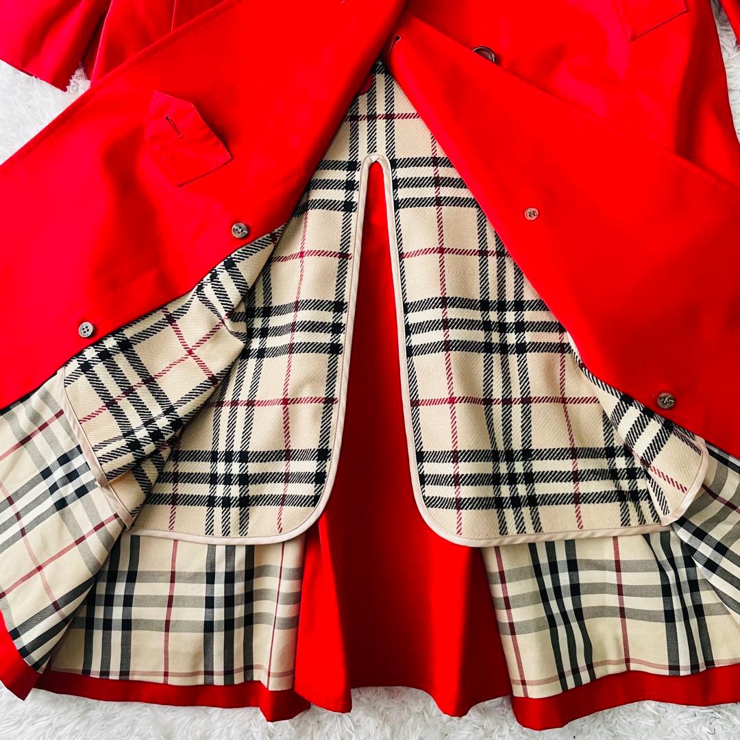 極美品　BURBERRY LONDON トレンチコート 赤 ノバチェック 38