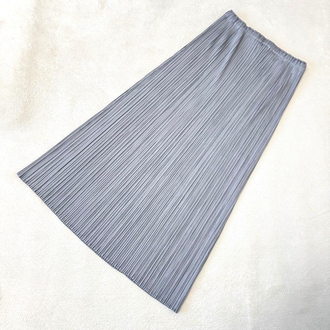 極美品✨PLEATS PLEASE プリーツ　ロングスカート　グレー　Sサイズ