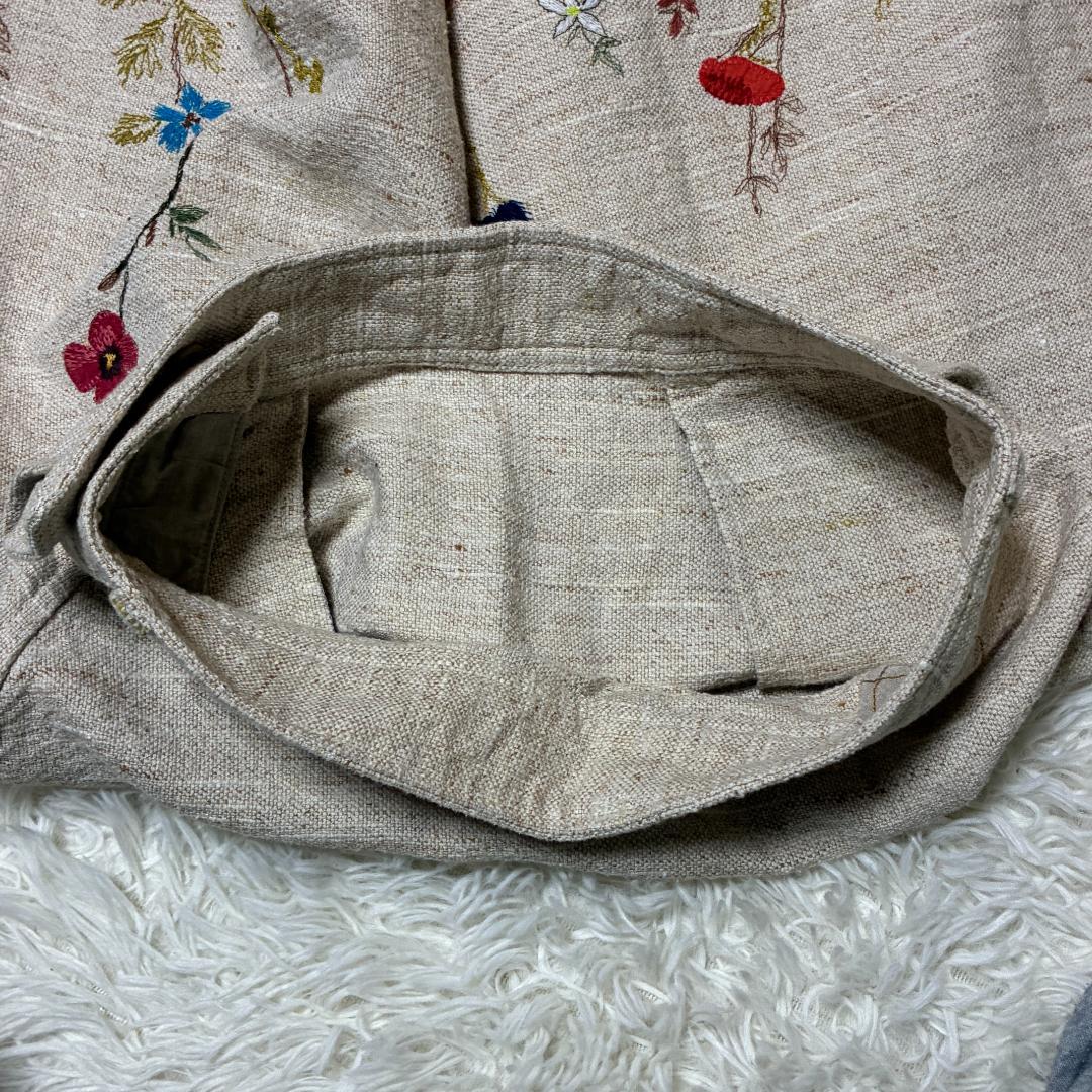 【美品】45R フォーティーファイブアール　綿麻のツイード刺繍スカート