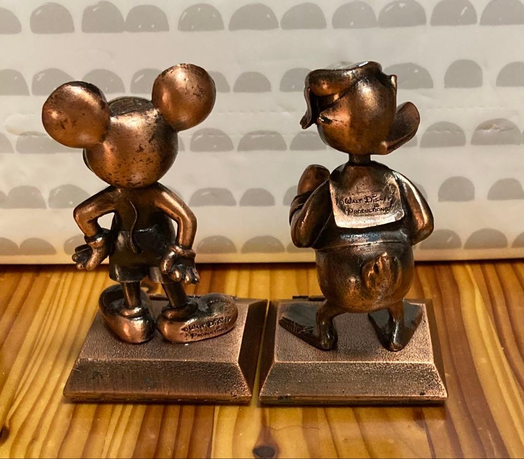 【26日迄】東京ディズニーランド ミッキー&ドナルド 置物 ブロンズ像 レトロ